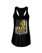 Load image into Gallery viewer, American Flag Sunflower Augustt Girl Trending For Birthday Gift Ladies Flowy Tank
