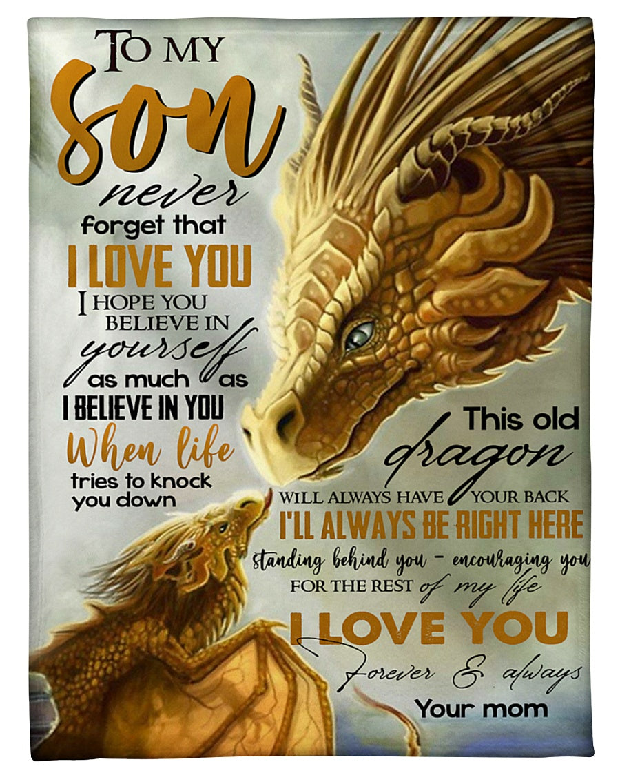 Yellow Dragon I'll Always Be Right There Standing Beside You Mom Gift For Son Fleece Blanket
