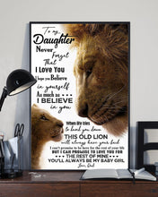 Load image into Gallery viewer, Always Be My Baby Girl Lion Dad Gift For Daughter Vertical Poster
