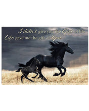 Load image into Gallery viewer, Black Horses Life Gave Me The Gift Of You Horizontal Poster
