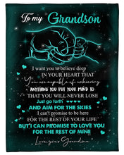 Load image into Gallery viewer, Aim For The Skies Grandma Gift For Grandson Fleece Blanket
