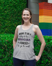 Load image into Gallery viewer, Born To Be A Stay At Home Mamasaurus Forced To Go To Work Ladies Flowy Tank
