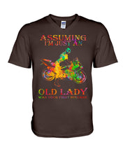 Load image into Gallery viewer, Assuming I'm Just An Old Lady Loves Motorbike For Sport Lovers Guys V-Neck
