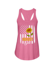 Load image into Gallery viewer, American Flag Sunflower Augustt Girl Trending For Birthday Gift Ladies Flowy Tank
