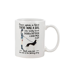 A Girl Really Loved Dogs And Tattoos  Unique Custom Design Mug