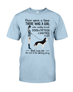A Girl Really Loved Dogs And Tattoos  Unique Custom Design Guys Tee