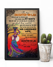 Load image into Gallery viewer, African Woman Mom Gift For Daughter In Law You're The Love Of His Life His Cherished Wife Vertical Poster

