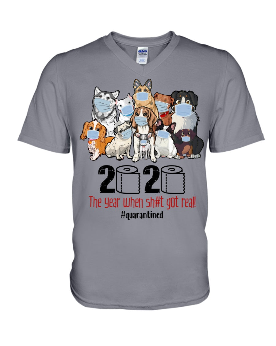 2020 The Year When Shit Got Real Special Custom Design Guys V-Neck