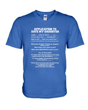 Load image into Gallery viewer, Application To Date My Daughter Funny Gifts Guys V-Neck
