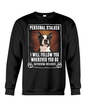 Load image into Gallery viewer, Boston Terrier Personal Stalker St. Patrick's Day Printed Mug Sweatshirt
