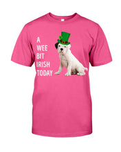 Load image into Gallery viewer, Black Eared White Boxer Puppy Irish Today Green St. Patrick's Day Printed Mug Guys Tee
