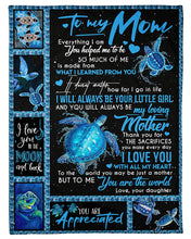 Load image into Gallery viewer, Blue Turtle Gift For Mom I Love You Will All My Heart Fleece Blanket
