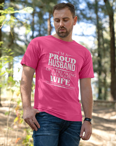 A Proud Husband Of A Freaking Awesome Wife Gift For Family Guys Tee