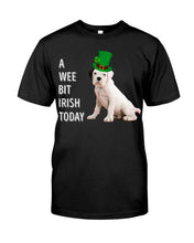 Load image into Gallery viewer, Black Eared White Boxer Puppy Irish Today Green St. Patrick's Day Printed Mug Guys Tee
