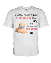 Load image into Gallery viewer, A Woman Can't Survive On Self-quarantine Alone Also Needs Golden Doodle Guys V-Neck
