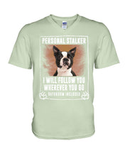 Load image into Gallery viewer, Boston Terrier Personal Stalker St. Patrick's Day Printed Mug Guys V-Neck
