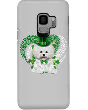 Load image into Gallery viewer, Bichon White And Green Clover Heart Design St Patrick's Day Gift For Dog Lovers Phone case
