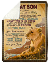 Load image into Gallery viewer, Always Carry You In My Heart Wild Lion Mama Gift For Son Sherpa Blanket
