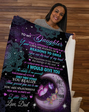 Load image into Gallery viewer, Blue And Black Mandala Design You Are My Sunshine Daddy Gift For Daughter Sherpa Blanket
