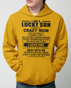 A Lucky Son Of A Crazy Mom Gift For Mom Hoodie