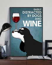 Load image into Gallery viewer, Black And White Cocker Spaniel Dog And Red Wine Gift For Dog Lovers Vertical Poster
