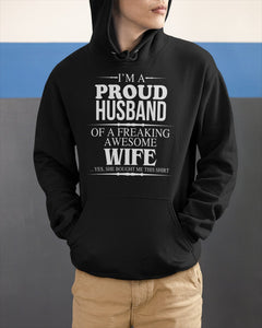 A Proud Husband Of A Freaking Awesome Wife Gift For Family Hoodie