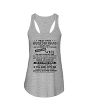 Load image into Gallery viewer, A Spoiled Husband Of    June Freaking Awesome Wife For Birthday Gift Ladies Flowy Tank
