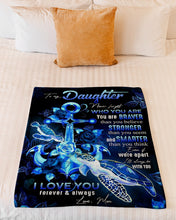 Load image into Gallery viewer, Blue Turtle And Roses Gift For Daughter I Love You Forever And Always Fleece Blanket
