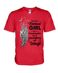 A Granddaughter To A Grandpa With Wings Handheld Gift For Granddaughter Guys V-Neck