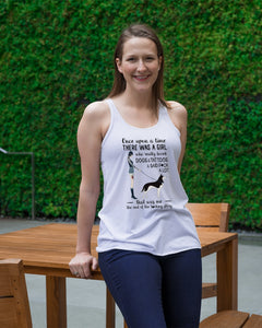 A Girl Really Loved Dogs And Tattoos  Unique Custom Design Ladies Flowy Tank