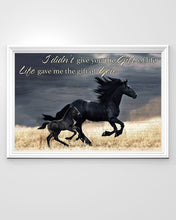 Load image into Gallery viewer, Black Horses Life Gave Me The Gift Of You Horizontal Poster
