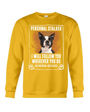 Load image into Gallery viewer, Boston Terrier Personal Stalker St. Patrick's Day Printed Mug Sweatshirt
