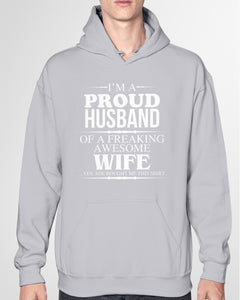 A Proud Husband Of A Freaking Awesome Wife Gift For Family Hoodie
