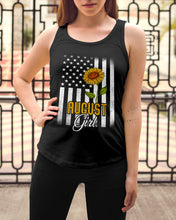 Load image into Gallery viewer, American Flag Sunflower Augustt Girl Trending For Birthday Gift Ladies Flowy Tank
