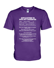 Load image into Gallery viewer, Application To Date My Daughter Funny Gifts Guys V-Neck
