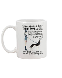 A Girl Really Loved Dogs And Tattoos  Unique Custom Design Mug