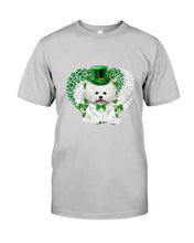 Load image into Gallery viewer, Bichon White And Green Clover Heart Design St Patrick's Day Gift For Dog Lovers Guys Tee
