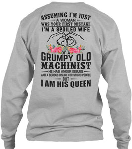 A Spoiled Wife Of Grumpy Old   Machinist     For Personalized Job Gift Unisex Long Sleeve