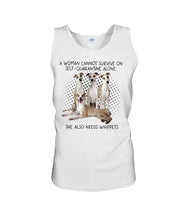 Load image into Gallery viewer, A Woman Cannot Survive On Self-Quarantine Alone She Also Needs Whippet Unisex Tank Top

