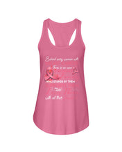 Load image into Gallery viewer, Behind Every Woman With Breast Cancer  Meaningful Gift For Family Ladies Flowy Tank
