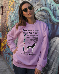 A Girl Really Loved Dogs And Tattoos  Unique Custom Design Sweatshirt