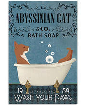 Load image into Gallery viewer, Abyssinian Cat Bath Soap Blue Gift For Dog Lovers Vertical Poster

