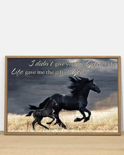 Load image into Gallery viewer, Black Horses Life Gave Me The Gift Of You Horizontal Poster
