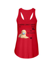 Load image into Gallery viewer, A Woman Can't Survive On Self-quarantine Alone Also Needs Golden Doodle Ladies Flowy Tank
