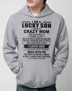 A Lucky Son Of A Crazy Mom Gift For Mom Hoodie