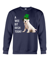 Load image into Gallery viewer, Black Eared White Boxer Puppy Irish Today Green St. Patrick's Day Printed Mug Sweatshirt

