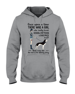 A Girl Really Loved Dogs And Tattoos  Unique Custom Design Hoodie