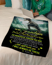 Load image into Gallery viewer, Ba Gift For Grandson Dinosaur The Wonderful Person You Are Fleece Blanket
