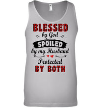 Load image into Gallery viewer, Blessed By God Spoiled By My Husband Protected By Both Unisex Tank Top
