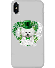 Load image into Gallery viewer, Bichon White And Green Clover Heart Design St Patrick's Day Gift For Dog Lovers Phone case
